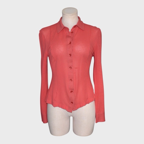 Missoni Coral Sheer Button-Down Shirt - Picture 1 of 5